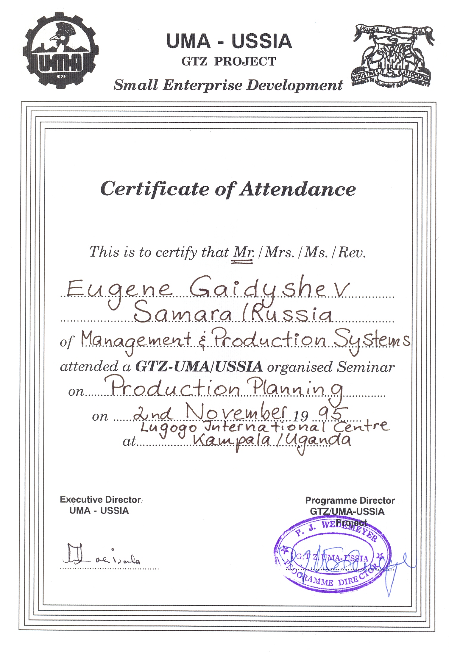 Short-term assignment for GTZ