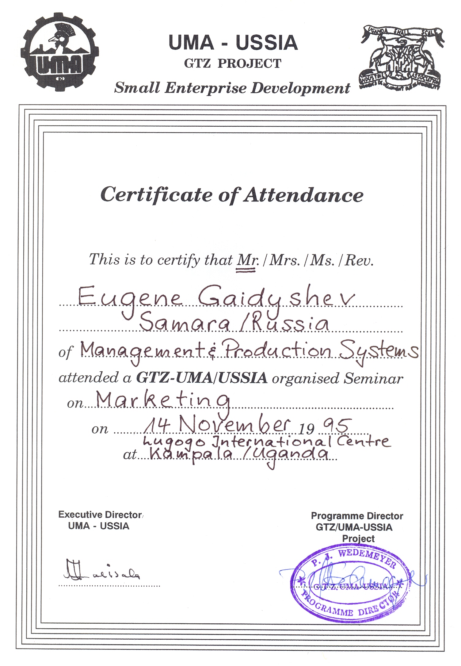 Short-term assignment for GTZ